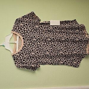 Grace and Lace Leopard Print Short Sleeve Top, Xxs-S